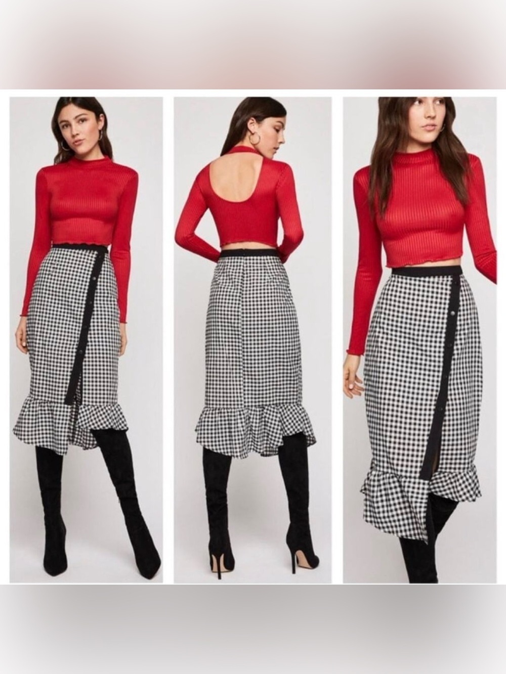 BCBG Black and White Pencil Skirt with Gingham Pattern - size 4 - NWT